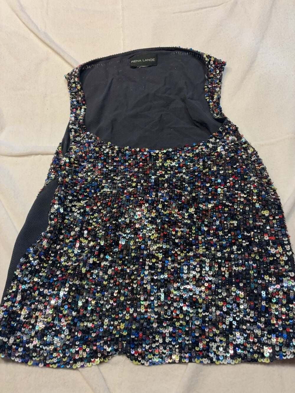Rena Lange Sleeveless Multi-Color Sequin Embellished Top